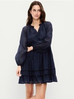 Old Navy Short Length Swing Dress Gauzy Ruffled Fabric Lined XL